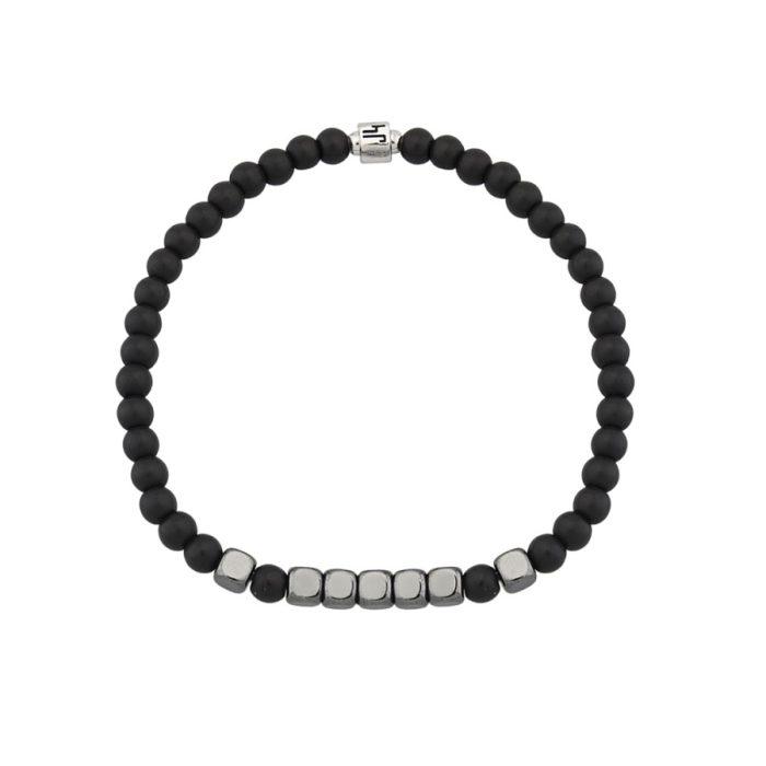 Αντρικό βραχιόλι Jewelies, J4 με 4mm όνυχα ματ πέτρες και στοιχείο από επιπλατινωμένο ασήμι 925°. - Image 2