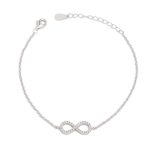 Βραχιόλι Jewelies, αλυσίδα σχέδιο infinity με πέτρες ζιργκόν από επιπλατινωμένο ασήμι 925°.