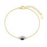 Βραχιόλι Jewelies, σχέδιο μάτι με ζιργκόν από κίτρινο επιχρυσωμένο ασήμι 925°.