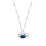 Κολιέ Jewelies, σχέδιο μάτι με ζιργκόν από επιπλατινωμένο ασήμι 925°.