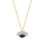 Κολιέ Jewelies, σχέδιο μάτι με ζιργκόν από κίτρινο επιχρυσωμένο ασήμι 925°.