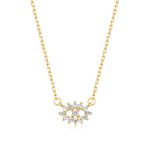 Κολιέ  Jewelies, σχέδιο μάτι με ζιργκόν από κίτρινο επιχρυσωμένο ασήμι 925°.