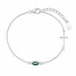 Βραχιόλι Jewelies, σχέδιο σταυρό και μάτι με ζιργκόν από επιπλατινωμένο ασήμι 925.