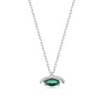 Κολιέ Jewelies, σχέδιο μάτι με ζιργκόν από επιπλατινωμένο ασήμι 925°.