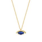 Κολιέ Jewelies, σχέδιο μάτι με ζιργκόν από κίτρινο επιχρυσωμένο ασήμι 925°.