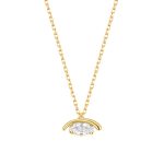 Κολιέ Jewelies,σχέδιο μάτι με ζιργκόν από κίτρινο επιχρυσωμένο ασήμι 925°.