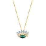Κολιέ Jewelies, σχέδιο μάτι με ζιργκόν από επιχρυσωμένο ασήμι 925°.