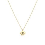 Κολιέ Jewelies, αλυσίδα σχέδιο μάτι με μπλε ζιργκόν από χρυσό 9 καρατίων.