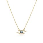 Κολιέ Jewelies, αλυσίδα σχέδιο μάτι με πετρόλ ζιργκόν από χρυσό 9 καρατίων.