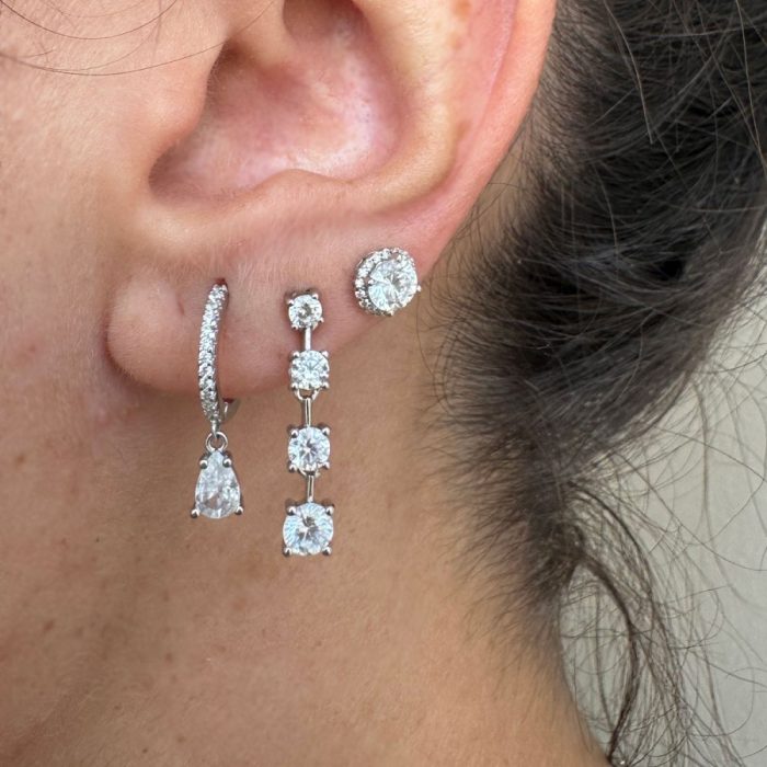 Σκουλαρίκια Jewelies, στικ ροζέτα ασήμι 925 - Image 2