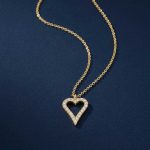 Κολιέ Jewelies, σχέδιο καρδιά με λευκά ζιργκόν από χρυσό 9 καρατίων. - Image 2