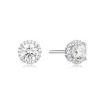Σκουλαρίκια Jewelies, στικ ροζέτα ασήμι 925
