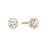 Σκουλαρίκια Jewelies, στικ ροζέτα από επιχρυσωμένο ασήμι 925°