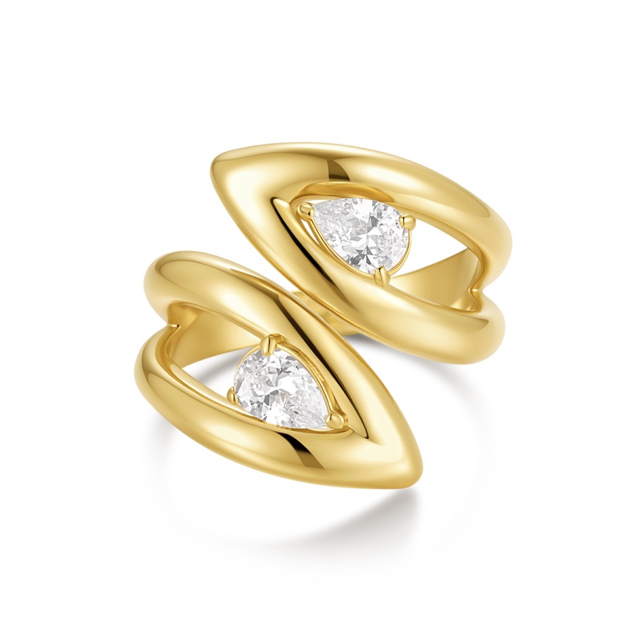 34008812-900x900 Επιχρυσωμένο δαχτυλίδι Jewelies, από ατσάλι με ζιργκόν. - Image 1