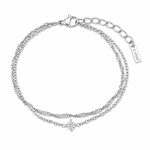 Βραχιόλι Jewelies, από ανοξείδωτο ατσάλι , διπλή αλυσίδα με ζιργκόν και στριφτή αλυσίδα .