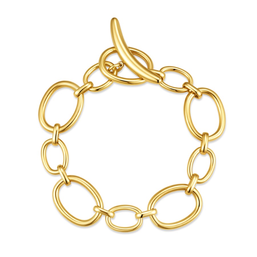 34009062-900x900 Βραχιόλι Jewelies, αλυσίδα διαμορφωμένο από μεγάλους κρίκους από επιχρυσωμένο ατσάλι . - Image 1