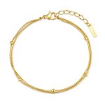 Βραχιόλι Jewelies, από επιχρυσωμένο ατσάλι με διπλή αλυσίδα box και μπίλιες .