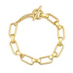 Βραχιόλι Jewelies, από επιχρυσωμένο ατσάλι με γεωμετρικούς κρίκους .
