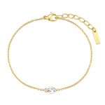 Βραχιόλι Jewelies, απο επιχρυσωμένο ατσάλι με κεντρικά στοιχεία δύο ζιργκόν μία καρδιά και ένα στρογγυλό .