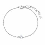 Βραχιόλι Jewelies, απο ανοξείδωτο ατσάλι με κεντρικά στοιχεία δύο ζιργκόν μία καρδιά και ένα στρογγυλό .