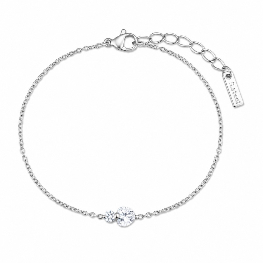 34009192-900x900 Βραχιόλι Jewelies, απο ανοξείδωτο ατσάλι με κεντρικά στοιχεία δύο ζιργκόν μία καρδιά και ένα στρογγυλό . - Image 1