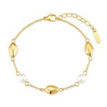 Βραχιόλι Jewelies, από επιχρυσωμένο ατσάλι με πέρλες