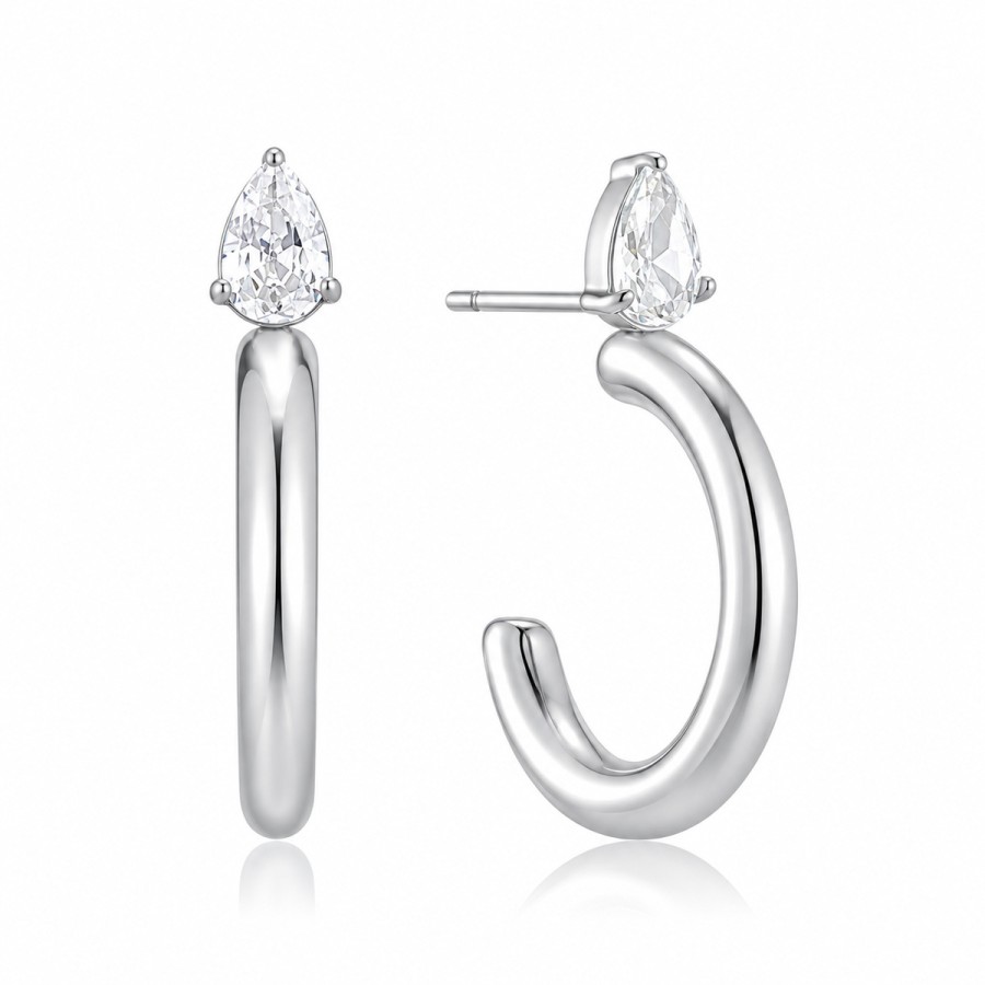 34009222-900x900 Σκουλαρίκια Jewelies, κρίκοι ανοξείδωτο ατσάλι με ένα ζιργκόν . - Image 1