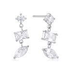 Σκουλαρίκια Jewelies, κρεμαστά με ζιργκόν από ανοξείδωτο ατσάλι .