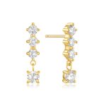 Σκουλαρίκια Jewelies, κρεμαστά με ζιργκόν από επιχρυσωμένο ατσάλι .