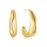 Κρίκοι Jewelies, σκουλαρίκια μεσαίου μεγέθους ασύμετρου σχεδίου από επιχρυσωμένο ατσάλι .