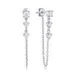 Σκουλαρίκια Jewelies, κρεμαστά με αλυσίδα και τρία ζιργκόν από ανοξείδωτο ατσάλι .
