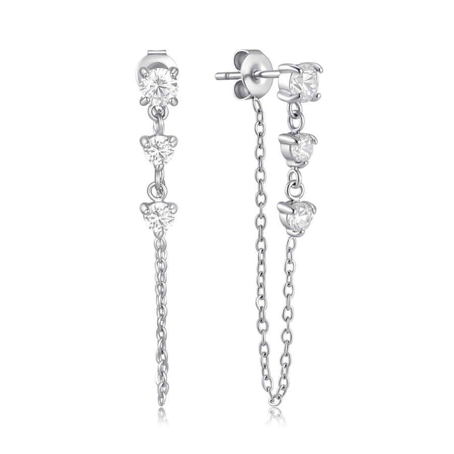 34009420-900x900 Σκουλαρίκια Jewelies, κρεμαστά με αλυσίδα και τρία ζιργκόν από ανοξείδωτο ατσάλι . - Image 1