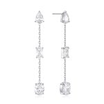 Σκουλαρίκια Jewelies, κρεμαστά με αλυσίδα και 3 διαφορετικές κοπές ζιργκόν από ανοξείδωτο ατσάλι .
