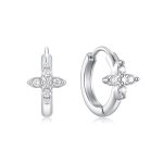 Σκουλαρίκια Jewelies, κρικάκια με σταυρουδάκι με ζιργκόν από ανοξείδωτο ατσάλι .