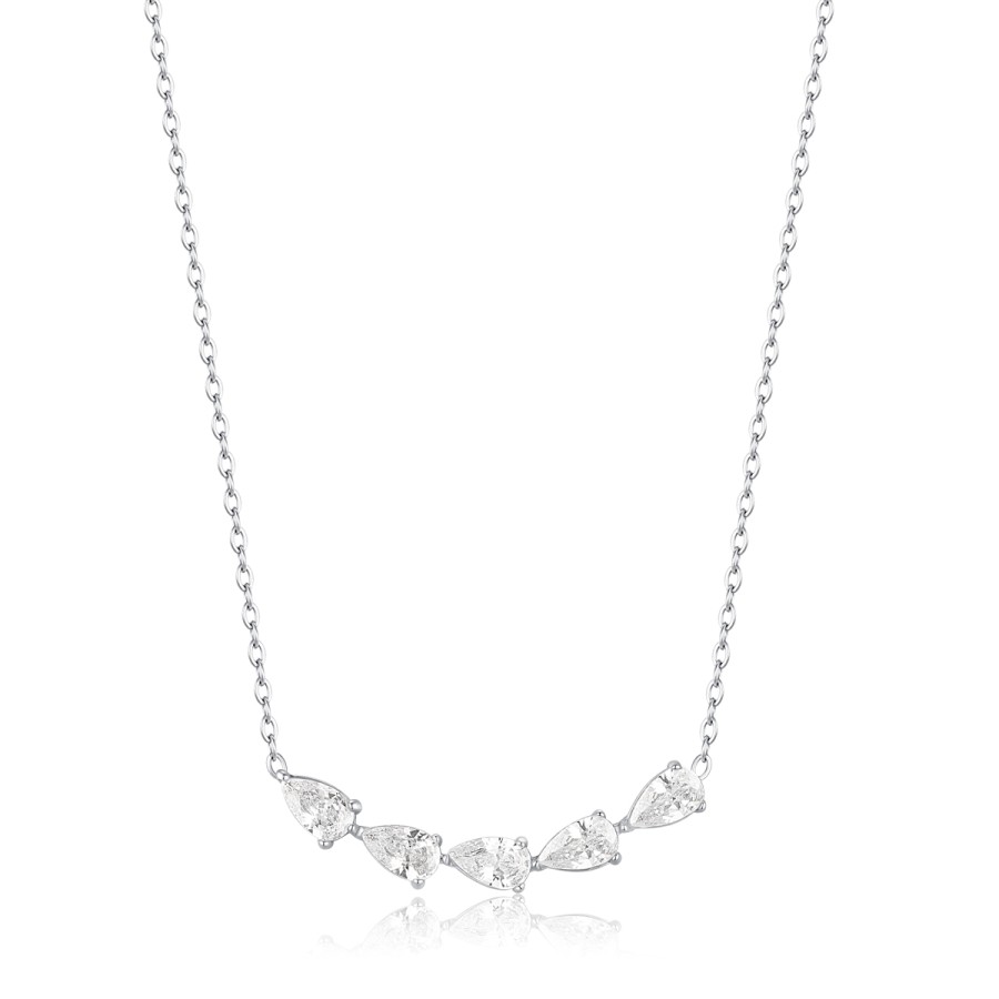 34009628-900x900 Κολιέ Jewelies, αλυσίδα με πέντε ζιργκόν στη σειρά από ανοξείδωτο ατσάλι . - Image 1