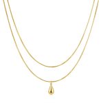 Κολιέ Jewelies, διπλή αλυσίδα με κρεμαστή διακριτική σταγόνα από επιχρυσωμένο ατσάλι .