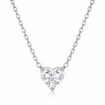 Κολιέ Jewelies, αλυσίδα με μονόπετρο ζιργκόν σχέδιο καρδιά από ανοξείδωτο ατσάλι .