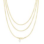 Κολιέ Jewelies, box chain με μοτίφ πέρλα από επιχρυσωμένο ατσάλι .