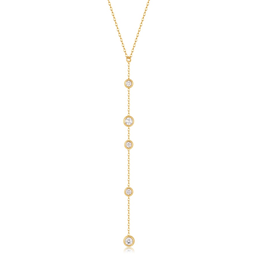 34009819-900x900 Κολιέ Jewelies, γραβάτα με ζιργκόν από επιχρυσωμένο ατσάλι - Image 1