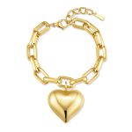 Βραχιόλι Jewelies, αλυσίδα από επιχρυσωμένο ατσάλι με κρεμαστή καρδιά .