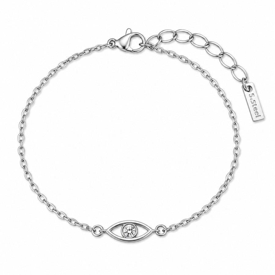 34009154-900x900 Βραχιόλι Jewelies, από ανοξείδωτο ατσάλι με σχέδιο μάτι με ζιργκόν . - Image 1