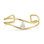 Βραχιόλι Jewelies, χειροπέδα με ζιργκον με λαμπερό ζιργκόν στο κέντρο από επιχρυσωμένο ατσάλι.