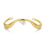 Βραχιόλι Jewelies, κυματιστή χειροπέδα με ζιργκόν από επιχρυσωμένο ατσάλι.