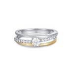 Δαχτυλίδι Jewelies, δίχρωμο με λευκα ζιργκόν από επιπλατινωμένο και επιχρυσωμένο ασήμι 925°.