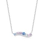 Κολιέ Jewelies, σχέδιο μπάρα πολύπετρη με χρωματιστά ζιργκόν και αλυσίδα από επιπλατινωμένο ασήμι 925°.